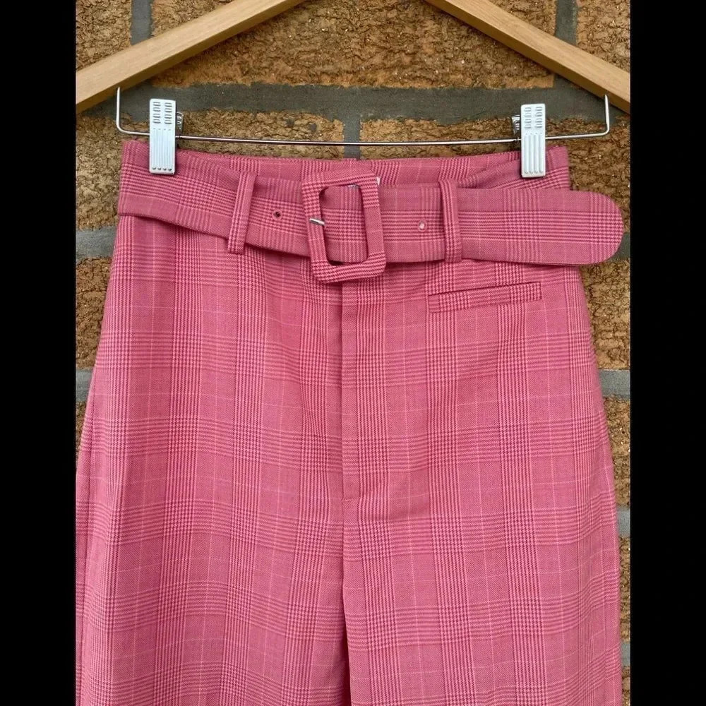 & Other Stories Belted Plaid Kick Flare Trousers 0 - Picture 4 of 13